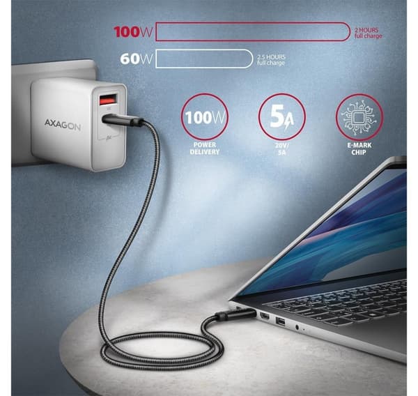 AXAGON, USB Type C - USB Type C, Data ja lataus USB4 Gen 3x2 kaapeli, 1 m, BUCM432-CM10AB
