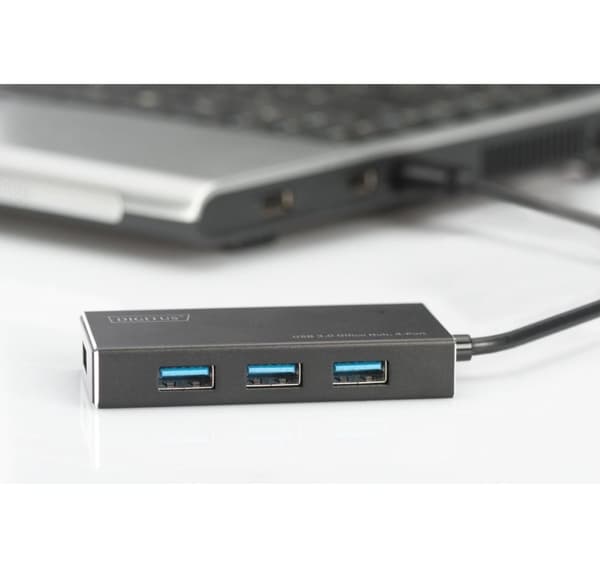 Digitus, USB 3.0 Hub, USB 3.0 Hub, 4-portar Inkl. 5V/2A strömförsörjning, DA-70240-1