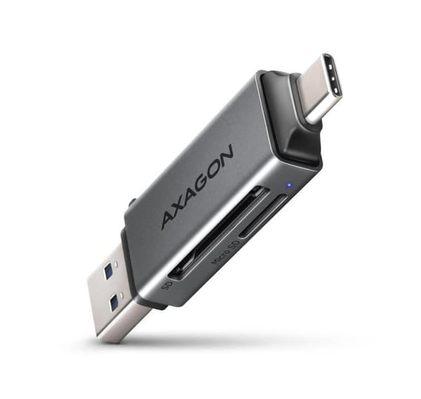 AXAGON, Mobil USB 3.2 Gen 1 MINI-kortleser med USB-C og USB-A-kontakter, CRE-DAC