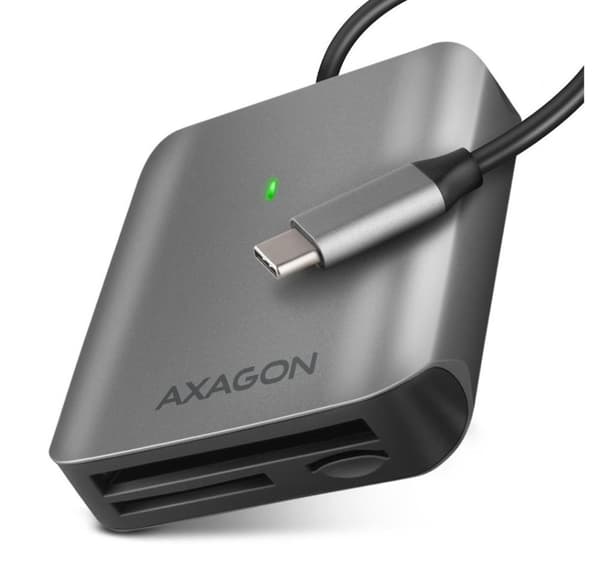 AXAGON, højhastigheds-USB-C 3.2 Gen 1-hukommelseskortlæser i aluminium, 3 slots, CRE-S3C