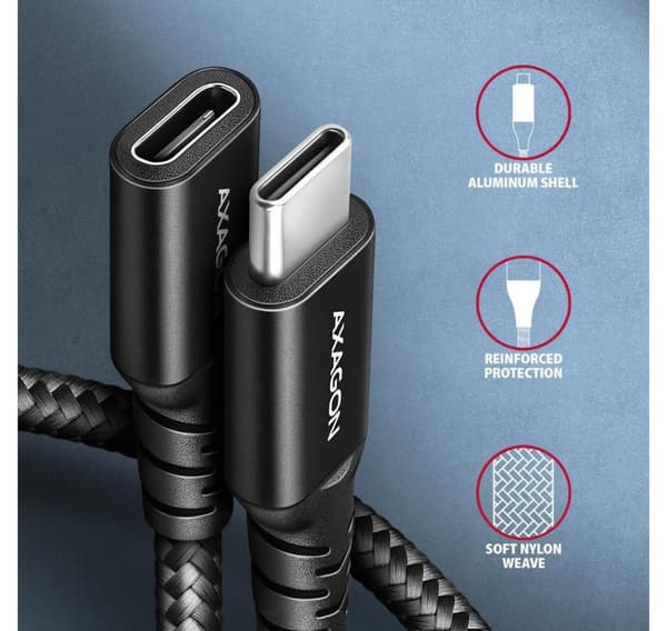 AXAGON, USB Type-C - USB Type-C, USB 20 Gbps -jatkokaapeli, BUCM32-CF15AB