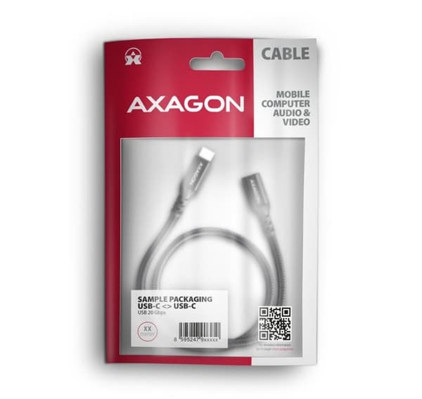 AXAGON, USB Type-C - USB Type-C, USB 20 Gbps -jatkokaapeli, BUCM32-CF15AB
