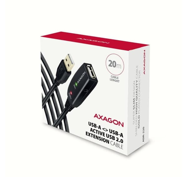 AXAGON, USB Type-A til USB Type-A, USB repeater kabel, ADR-220