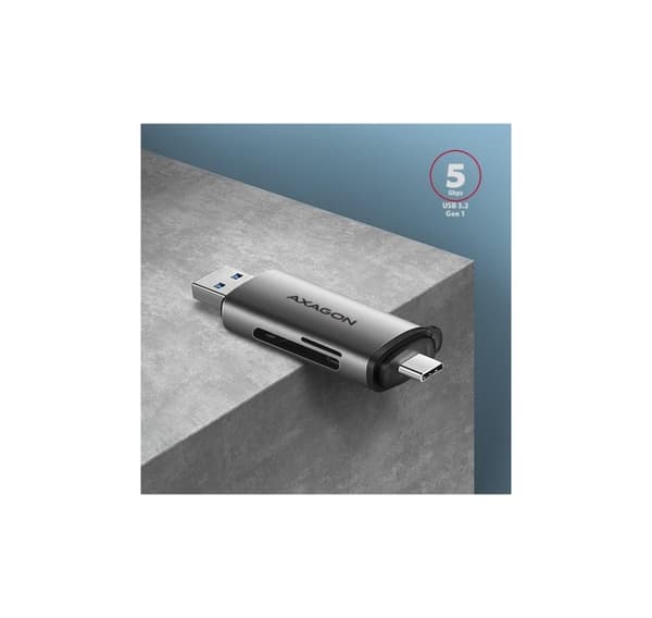 AXAGON, Mobil USB 3.2 Gen 1 kortlæser med USB-C og USB-A stik, CRE-SAC