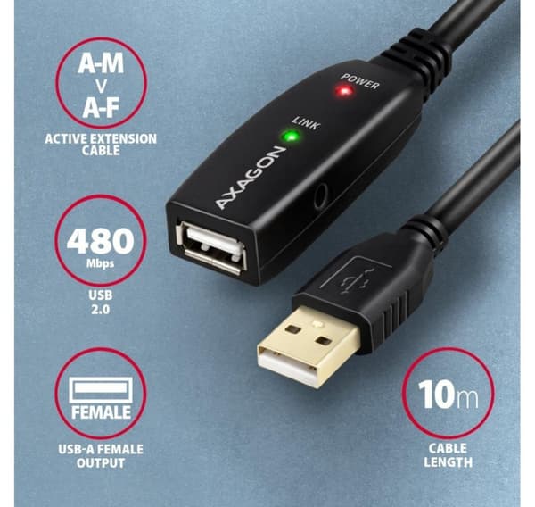 AXAGON, USB Type-A - USB Type-A, USB-toistinkaapeli, ADR-210