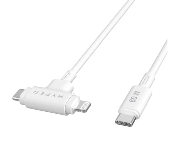 Hyper, HyperJuice Silikone USB-C til USB-C og Lightning Hybrid 60W kabel