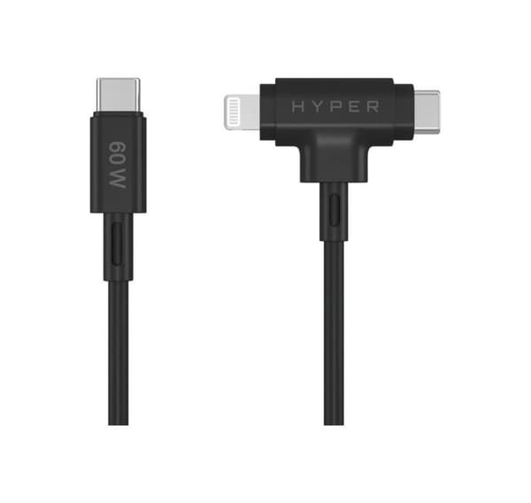 Hyper, HyperJuice Silicone USB-C - USB-C ja Lightning Hybrid 60 W -kaapeli