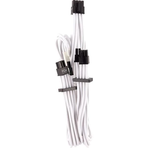 PCIe-kabel - CORSAIR - Premium Individual Sleeved - 2 kontakter - Typ 4 - Vit