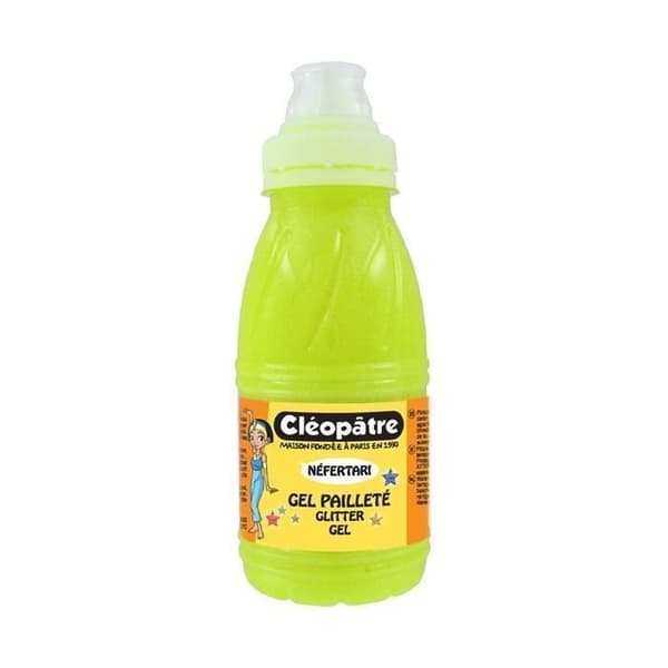 Gel Pailleté - CLEOPATRE - Neon Gul - 250 ml - Glittrande Effekt - Lätt Att Rengöra