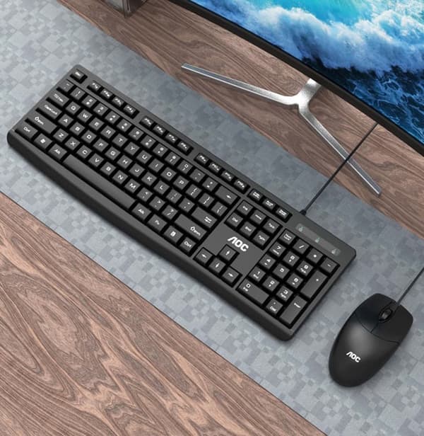 AOC KM151 trådbundet tangentbord och musuppsättning spel kontor hem USB stationär bärbar dator tangentbord och musuppsättning