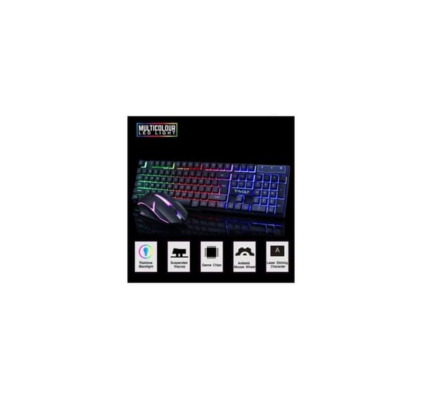 PC-tastatur, TF200 LED Gaming-tastatur (EN) + mus, T-Wolf