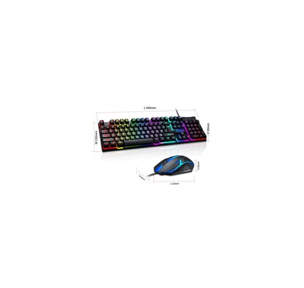PC-tastatur, TF200 LED Gaming-tastatur (EN) + mus, T-Wolf