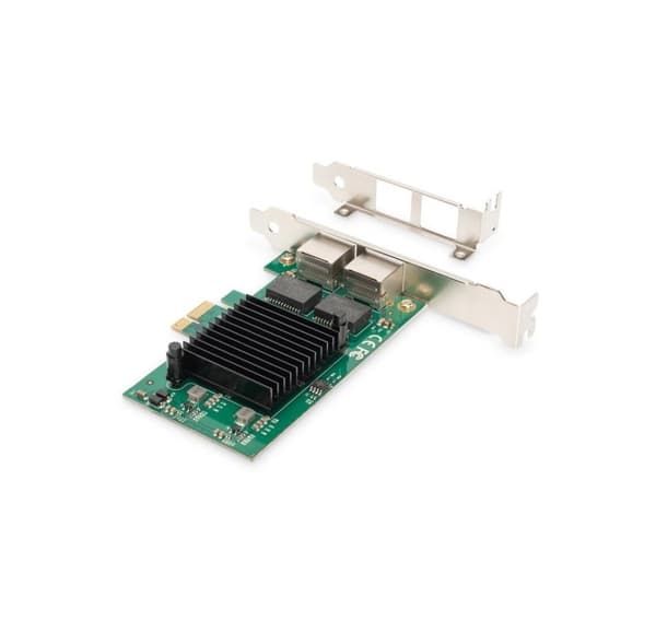 Digitus, Gigabit Ethernet PCI Express-kort, 2-ports 32-bit, lavprofilbrakett, Intel brikkesett, DN-10132