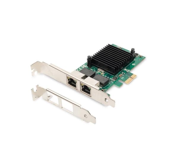 Digitus, Gigabit Ethernet PCI Express-kort, 2-ports 32-bit, lavprofilbrakett, Intel brikkesett, DN-10132