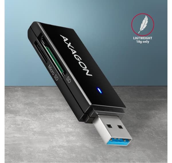 AXAGON, Slank super-speed USB 3.2 Gen 1 kortlæser med et direkte USB-A stik, CRE-S2N