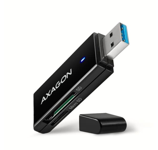 AXAGON, Slank super-speed USB 3.2 Gen 1 kortlæser med et direkte USB-A stik, CRE-S2N