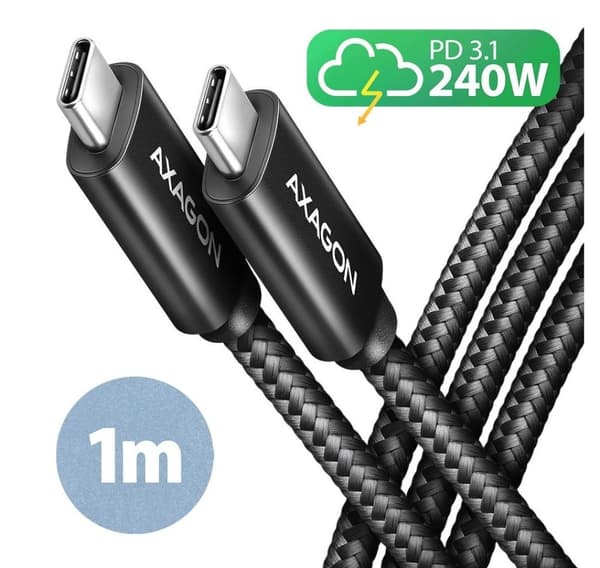 AXAGON, USB-C til USB-C, Data og opladning USB 480 Mbps kabel, 1 m, BUCM2-CM10AB