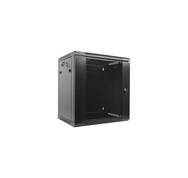 Lanberg Rackskåp 19" väggfäste 12U/600x450 (plattpack) med glasdörr V2, svart