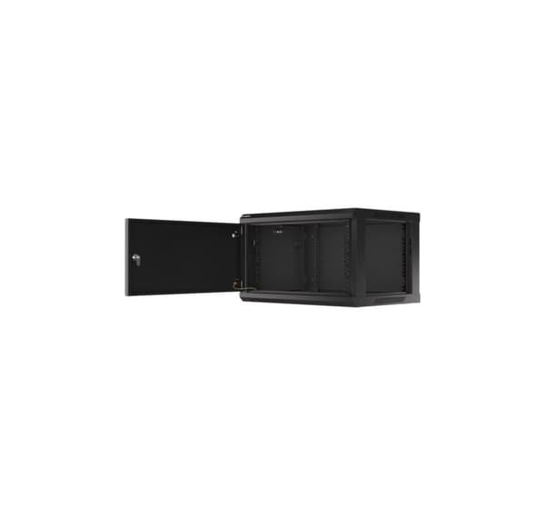 Lanberg Rackskåp 19" väggfäste 6U/600x450 för självmontering med metalldörr (plattpack), svart