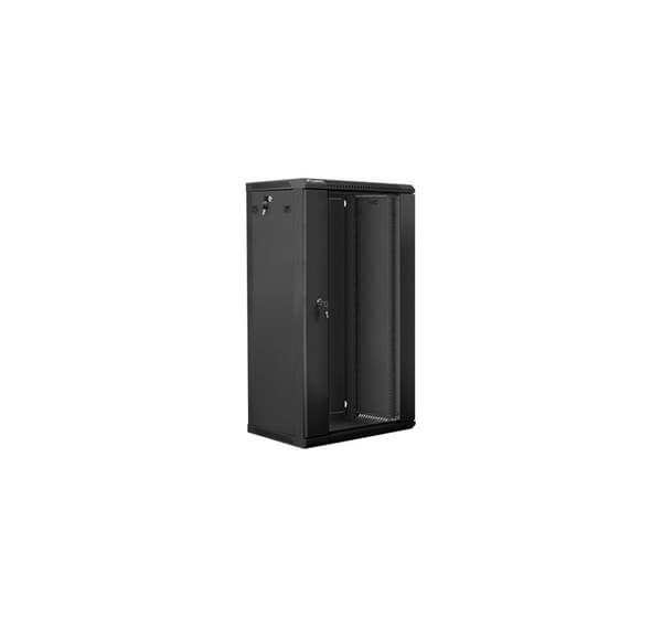 Lanberg Rack skab 19" vægmontering 22U/600x450 (fladpakke) med glaslåge V2, sort