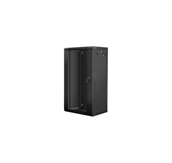Lanberg Rack skab 19" vægmontering 22U/600x450 (fladpakke) med glaslåge V2, sort