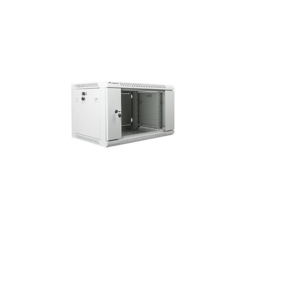 Lanberg Rackskåp 19" väggfäste 6U/600x450 (plattpack) med glasdörr V2, grå