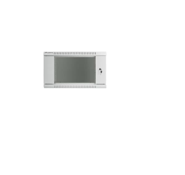 Lanberg Rackskåp 19" väggfäste 6U/600x450 (plattpack) med glasdörr V2, grå