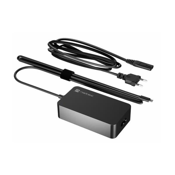 CARGADOR NATEC GRAYLING USB-C 65W FÖR BÄRBARA DATORER, TABLETTAR, SMARTPHONES Svart