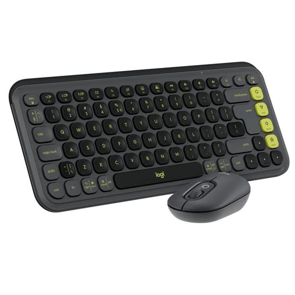 Logitech POP ICON COMBO Kit Mus och Tangentbord Bluetooth Programmerbar Grafit 920-013115 grafit, Grön