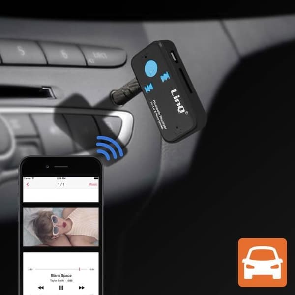 Bluetooth Ljudmottagare - LinQ - 3.5mm Jackadapter - Bluetooth 4.1 - Handsfree - Svart