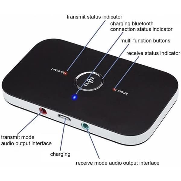 Bluetooth 5.0 Adapter Bluetooth Audio Receiver Sändare Receiver 2in1,3.5mm Audio Output Adapter-Conver 392