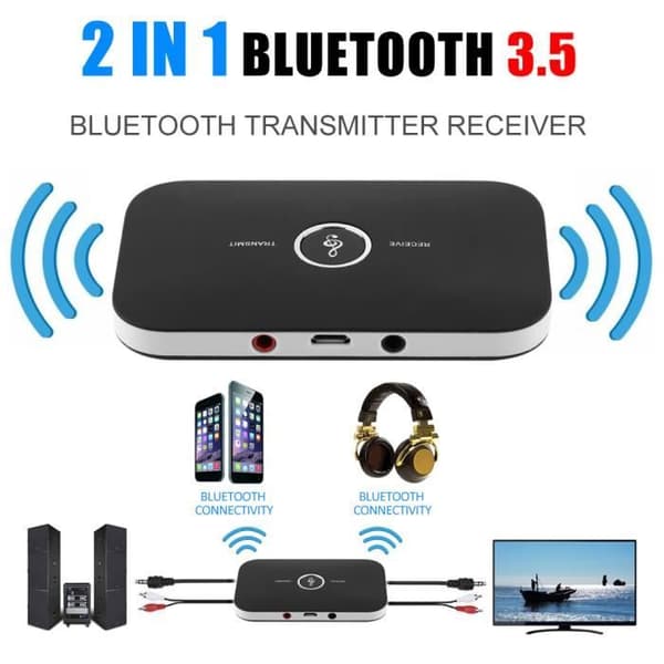 Bluetooth Transmitter Receiver 2 In 1 Wireless Audio Transmitter Adapter Svart