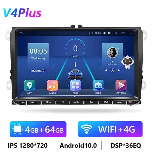 Autosoitin, Android Auto, GPS-navigointi, 4G 64G