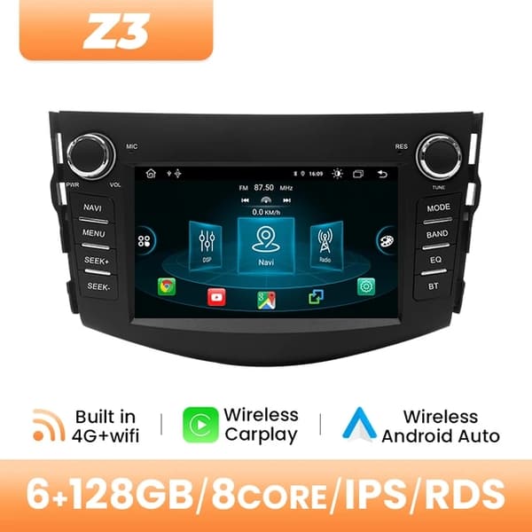 Bilradioafspiller, Trådløs Carplay, Android 12, 6GB 128GB OBD Cam