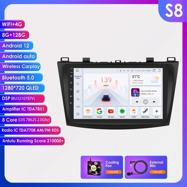 Carplay Android -radio, GPS-navigointi, monimediasoitin, HC1L-1G 16G-4cores