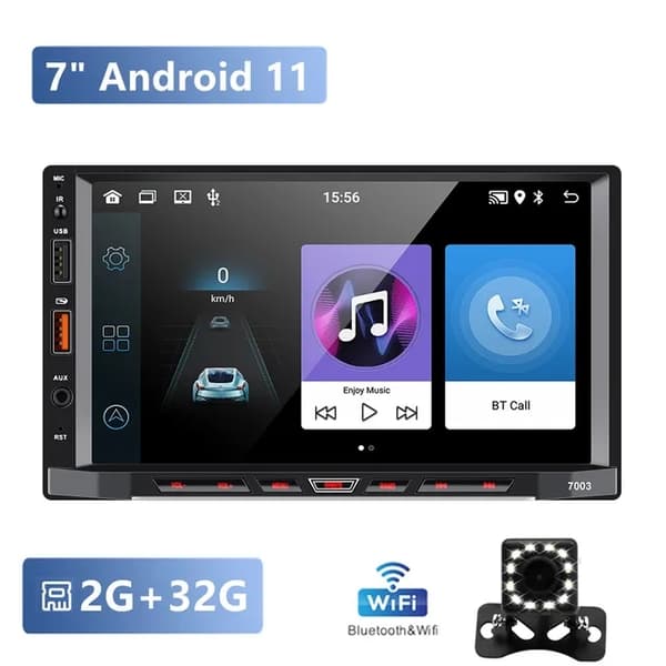 Auton monimedia soitin, Android 11, GPS-navigointi, 2-32G Carplay 12led