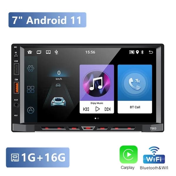 Auton monimedia soitin, Android 11, GPS-navigointi, 2-32G Carplay 12led