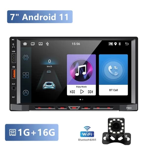 Auton monimedia soitin, Android 11, GPS-navigointi, 2-32G Carplay 12led