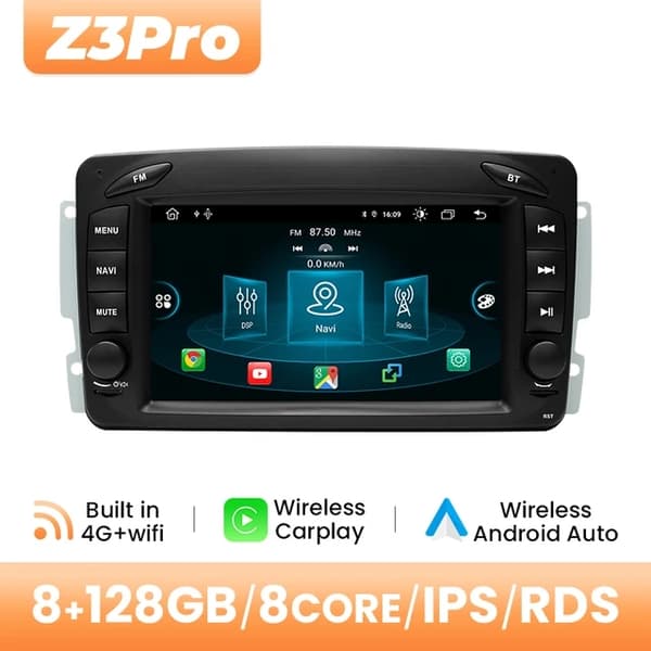 Auton monimedia soitin, Android 12, Langaton Carplay, 6GB 128GB OBD-kamera