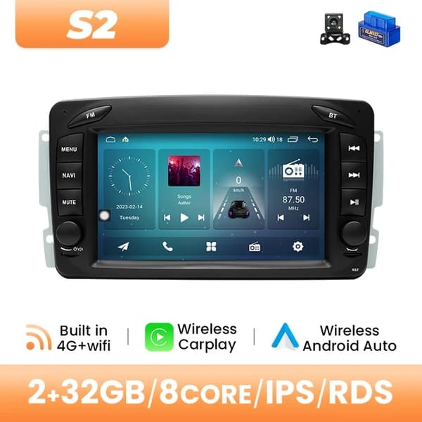 Auton monimedia soitin, Android 12, Langaton Carplay, 6GB 128GB OBD-kamera