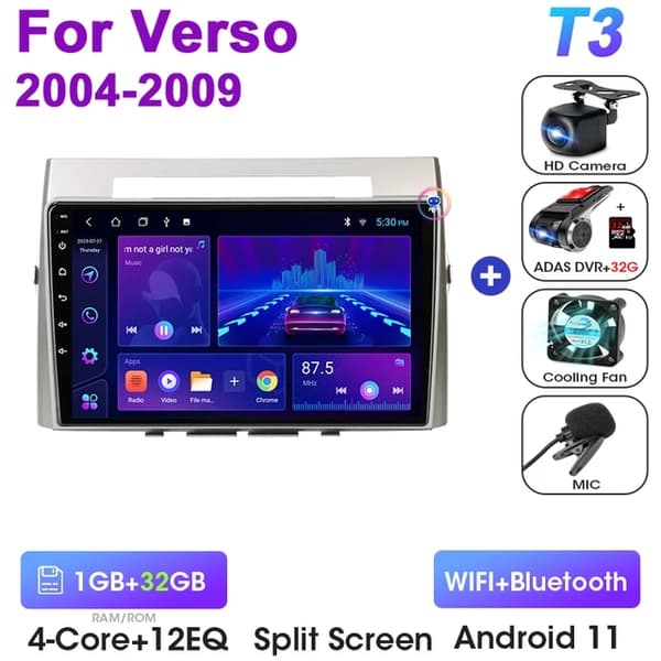 Toyota Corolla Verso AR10, Android 12, Carplay Auto, T3-MIC