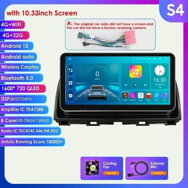 Bil Stereo Multimedia Afspiller, Android 12 Kompatibilitet, Carplay Integration, S8 C