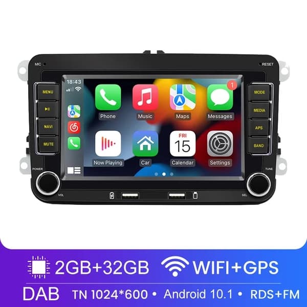 Bil Stereo Radio, Android 101, Carplay Integration, 2-32GB-bilafspiller