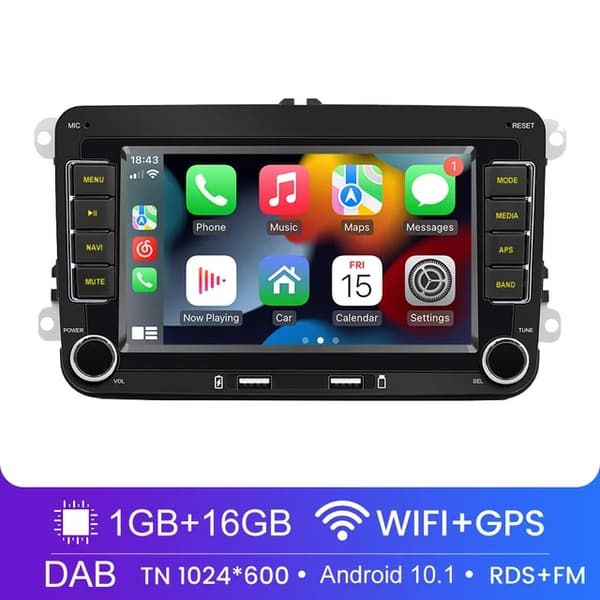 Bilstereo Radio, Android 101, Carplay Integration, 2-32GB-bilspelare
