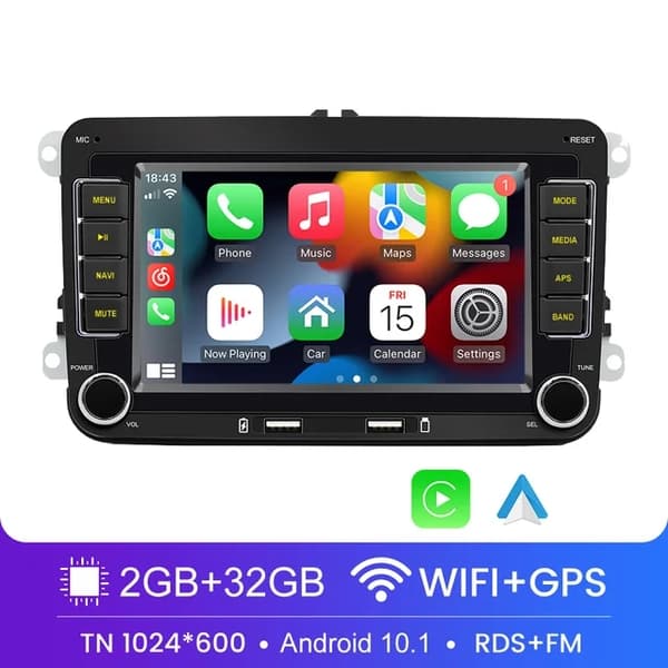 Bil Stereo Radio, Android 101, Carplay Integration, 2-32GB-bilafspiller