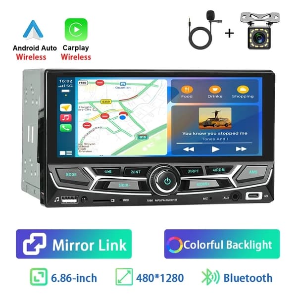 Carplay Android Auto Stereo, Universell Kompatibilitet, Pekskärmsdisplay, Trådbunden carplay