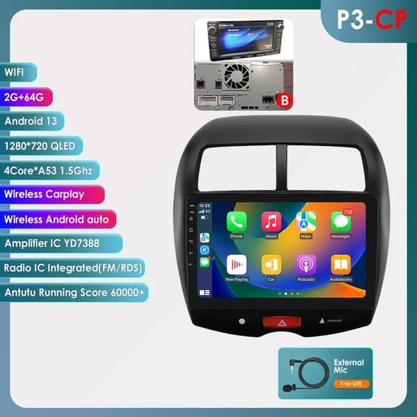 Android Autoradio, Intelligent Bilsystem, GPS Navigation, P2CP-2G 32G-4core-B