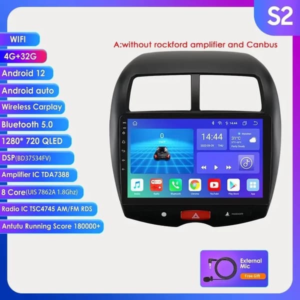 Android Autoradio, Intelligent Bilsystem, GPS Navigation, P2CP-2G 32G-4core-B