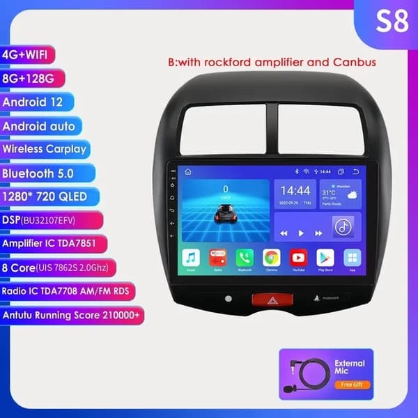 Android Autoradio, Intelligent Bilsystem, GPS Navigation, P2CP-2G 32G-4core-B