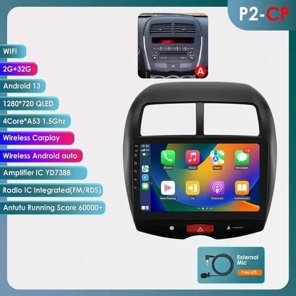Android Autoradio, Intelligent Bilsystem, GPS Navigation, P2CP-2G 32G-4core-B